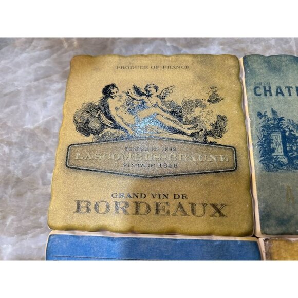 Set of 4 Coasters with French Wine Labels 4" x 4" - Picture 5 of 5